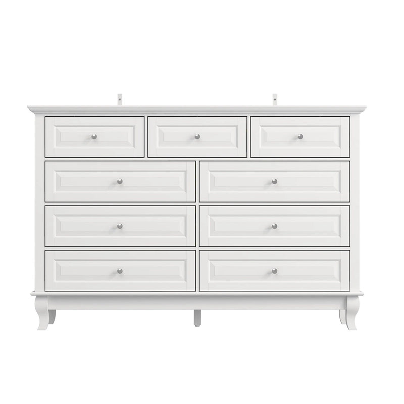 Commode 9 tiroirs noire/blanche/marine avec pieds en bois massif et finition laquée