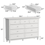 Commode 9 tiroirs noire/blanche/marine avec pieds en bois massif et finition laquée