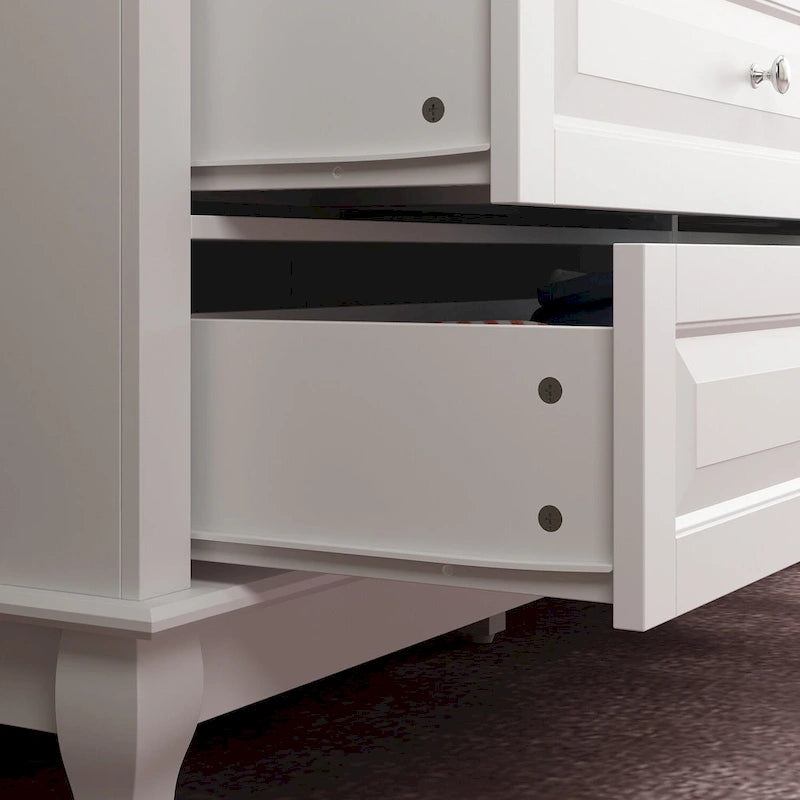 Commode 9 tiroirs noire/blanche/marine avec pieds en bois massif et finition laquée