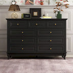 Commode 9 tiroirs noire/blanche/marine avec pieds en bois massif et finition laquée