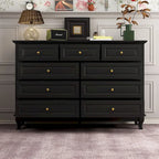 Commode 9 tiroirs noire/blanche/marine avec pieds en bois massif et finition laquée