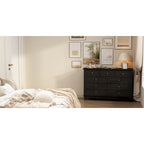 Commode 9 tiroirs noire/blanche/marine avec pieds en bois massif et finition laquée