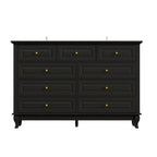 Commode 9 tiroirs noire/blanche/marine avec pieds en bois massif et finition laquée