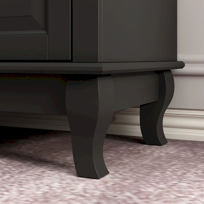 Commode 9 tiroirs noire/blanche/marine avec pieds en bois massif et finition laquée