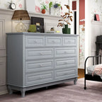 Commode 9 tiroirs noire/blanche/marine avec pieds en bois massif et finition laquée