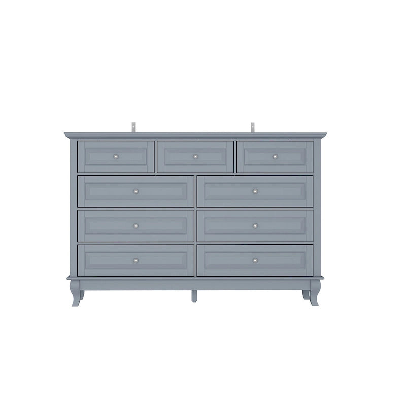 Commode 9 tiroirs noire/blanche/marine avec pieds en bois massif et finition laquée
