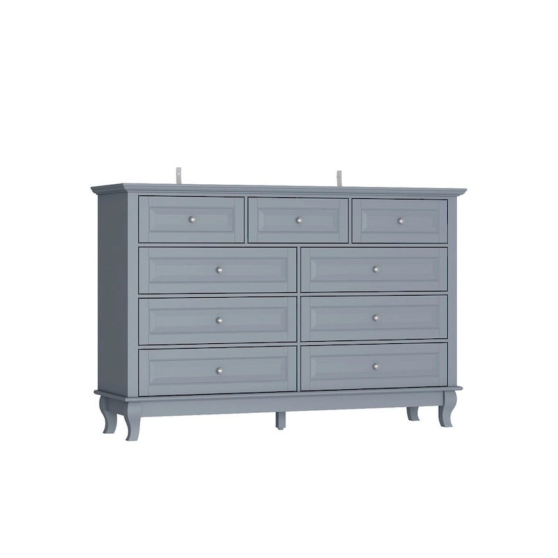 Commode 9 tiroirs noire/blanche/marine avec pieds en bois massif et finition laquée