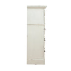 Commode rustique à 5 tiroirs en brun vieilli / gris antique / blanc antique vieilli avec poignées en métal martelé et assemblage à queue d'aronde anglaise