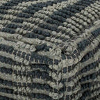 Pouf cube en jute tissé à la main, bleu/sarcelle/naturel, avec housse amovible – 1 personne
