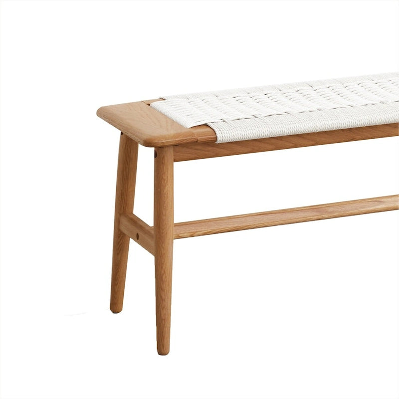 Banc de salle à manger en chêne massif avec assise en tissu tissé – Hauteur standard