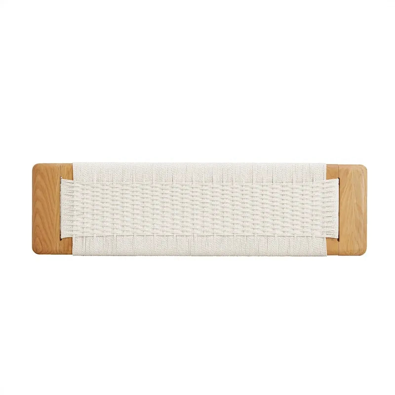 Banc de salle à manger en chêne massif avec assise en tissu tissé – Hauteur standard