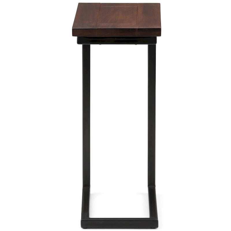 Table d'appoint industrielle en C, finition multiple, avec cadre en métal et plateau en bois de manguier ou en marbre – 1 personne