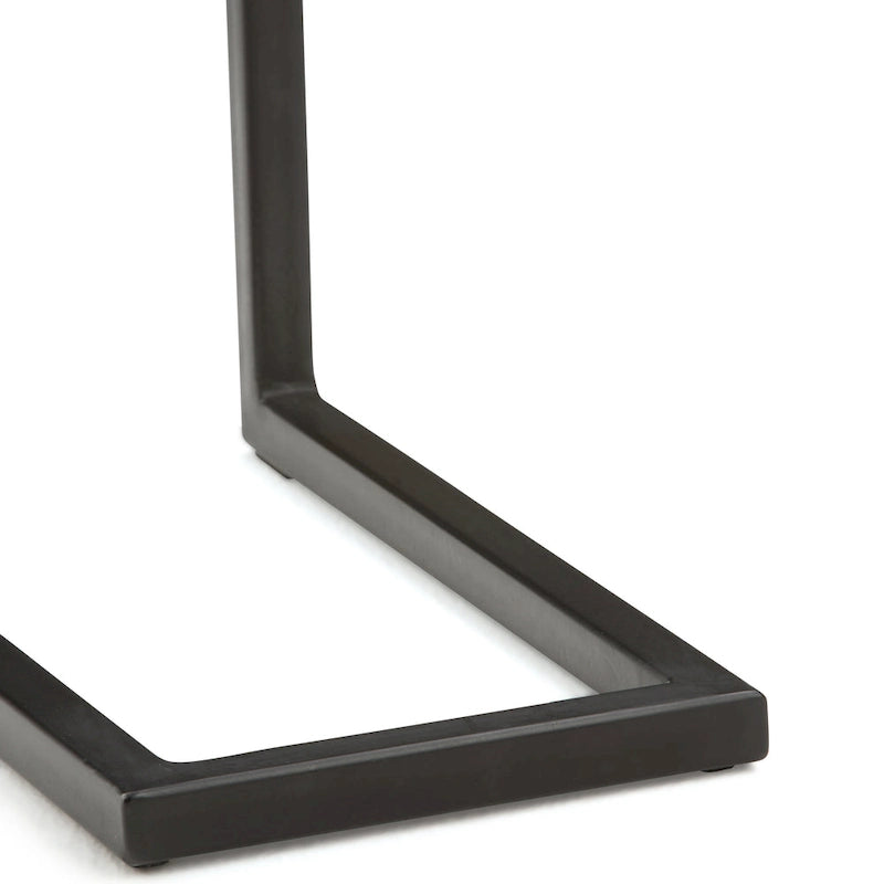 Table d'appoint industrielle en C, finition multiple, avec cadre en métal et plateau en bois de manguier ou en marbre – 1 personne
