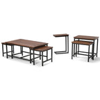 Table d'appoint industrielle en C, finition multiple, avec cadre en métal et plateau en bois de manguier ou en marbre – 1 personne