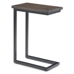 Table d'appoint industrielle en C, finition multiple, avec cadre en métal et plateau en bois de manguier ou en marbre – 1 personne