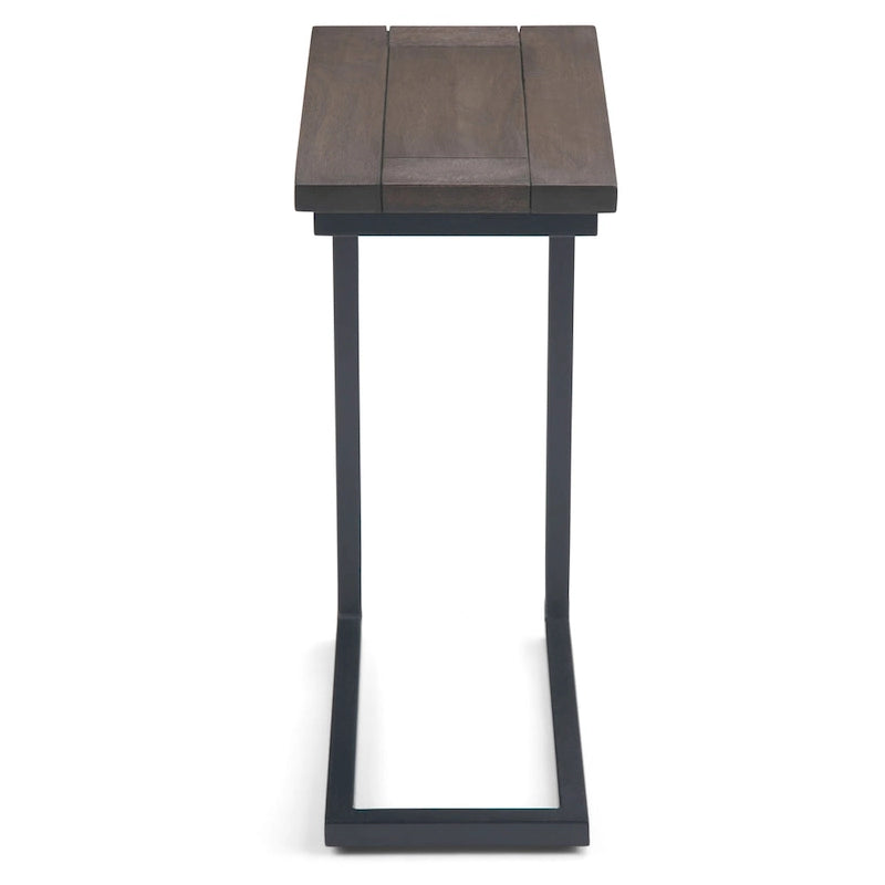 Table d'appoint industrielle en C, finition multiple, avec cadre en métal et plateau en bois de manguier ou en marbre – 1 personne