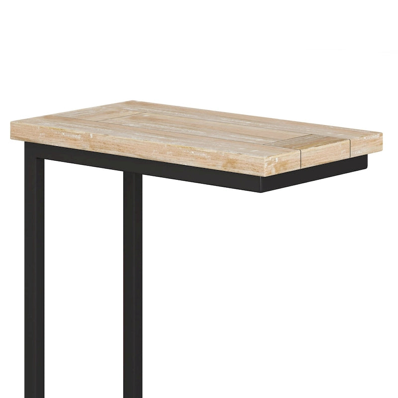 Table d'appoint industrielle en C, finition multiple, avec cadre en métal et plateau en bois de manguier ou en marbre – 1 personne