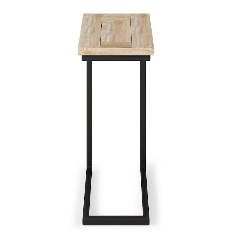 Table d'appoint industrielle en C, finition multiple, avec cadre en métal et plateau en bois de manguier ou en marbre – 1 personne