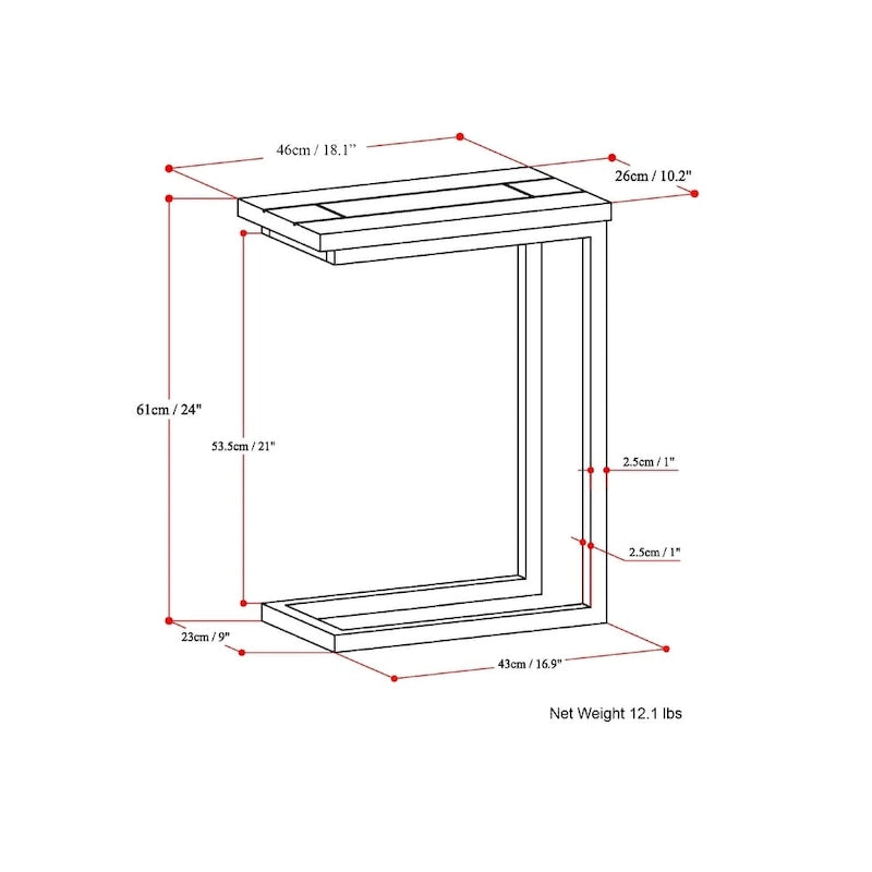 Table d'appoint industrielle en C, finition multiple, avec cadre en métal et plateau en bois de manguier ou en marbre – 1 personne