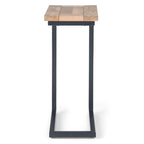 Table d'appoint industrielle en C, finition multiple, avec cadre en métal et plateau en bois de manguier ou en marbre – 1 personne