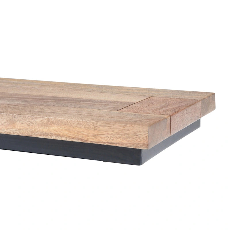 Table d'appoint industrielle en C, finition multiple, avec cadre en métal et plateau en bois de manguier ou en marbre – 1 personne