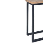Table d'appoint industrielle en C, finition multiple, avec cadre en métal et plateau en bois de manguier ou en marbre – 1 personne