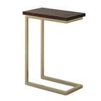 Table d'appoint industrielle en C, finition multiple, avec cadre en métal et plateau en bois de manguier ou en marbre – 1 personne