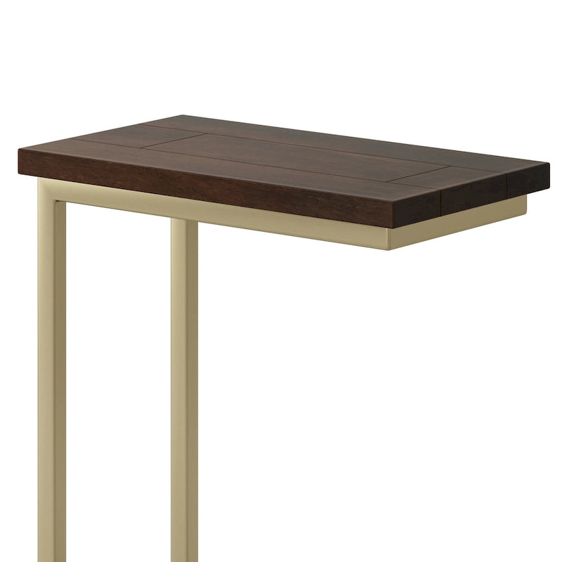 Table d'appoint industrielle en C, finition multiple, avec cadre en métal et plateau en bois de manguier ou en marbre – 1 personne