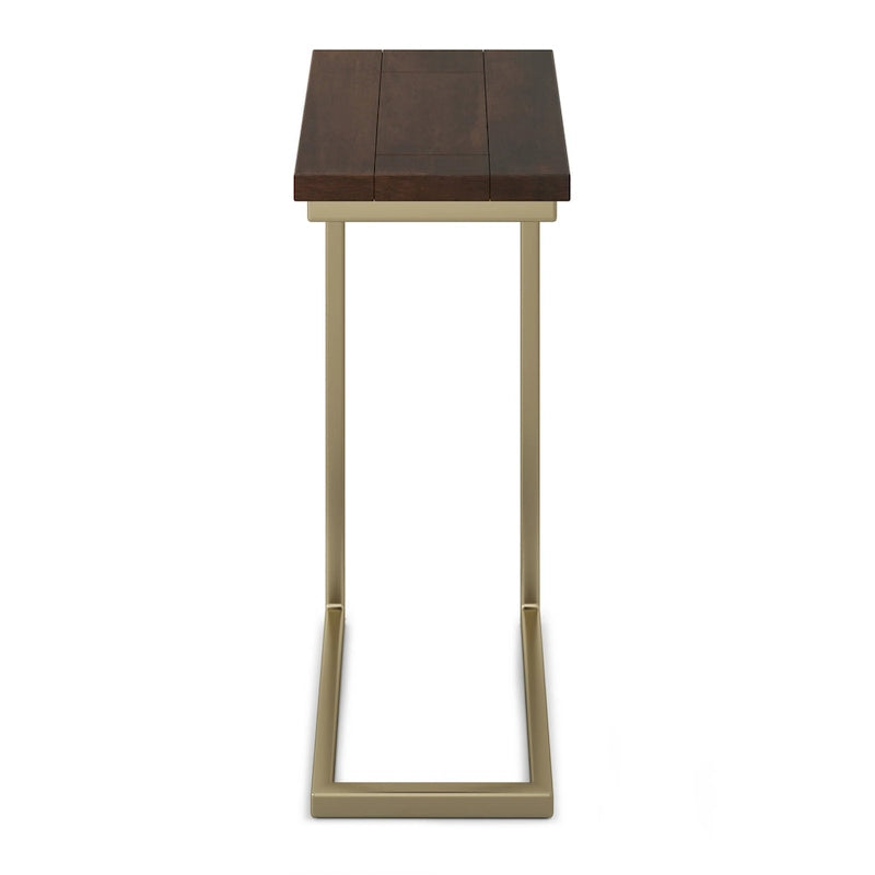 Table d'appoint industrielle en C, finition multiple, avec cadre en métal et plateau en bois de manguier ou en marbre – 1 personne
