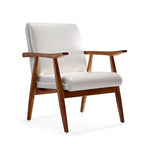 Fauteuil d'appoint style Mid-Century moderne en similicuir noir et blanc avec cadre en bois de hêtre – 1 place