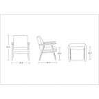 Fauteuil d'appoint style Mid-Century moderne en similicuir noir et blanc avec cadre en bois de hêtre – 1 place