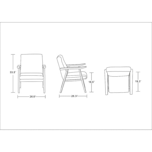 Fauteuil d'appoint style Mid-Century moderne en similicuir noir et blanc avec cadre en bois de hêtre – 1 place