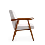 Fauteuil d'appoint style Mid-Century moderne en similicuir noir et blanc avec cadre en bois de hêtre – 1 place