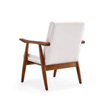 Fauteuil d'appoint style Mid-Century moderne en similicuir noir et blanc avec cadre en bois de hêtre – 1 place