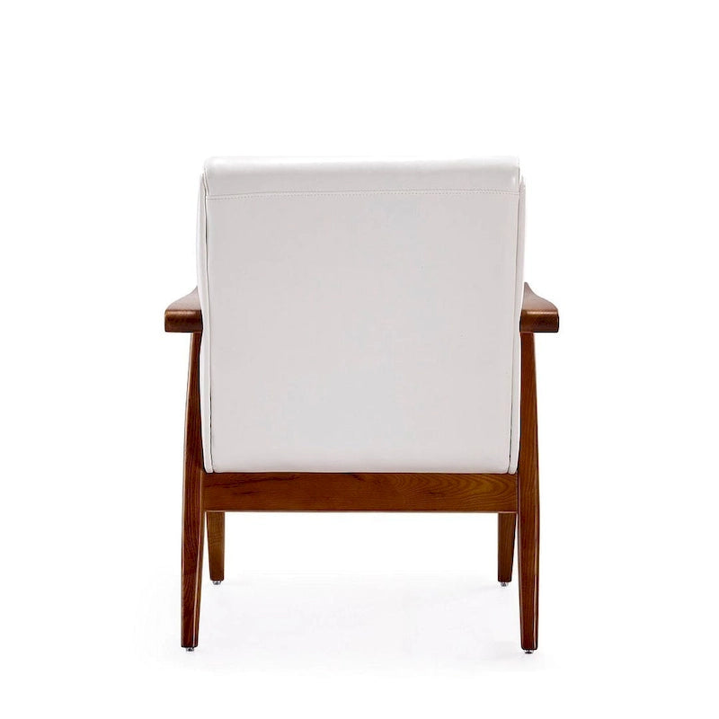 Fauteuil d'appoint style Mid-Century moderne en similicuir noir et blanc avec cadre en bois de hêtre – 1 place