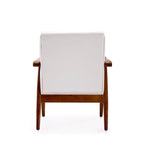 Fauteuil d'appoint style Mid-Century moderne en similicuir noir et blanc avec cadre en bois de hêtre – 1 place