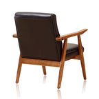 Fauteuil d'appoint style Mid-Century moderne en similicuir noir et blanc avec cadre en bois de hêtre – 1 place