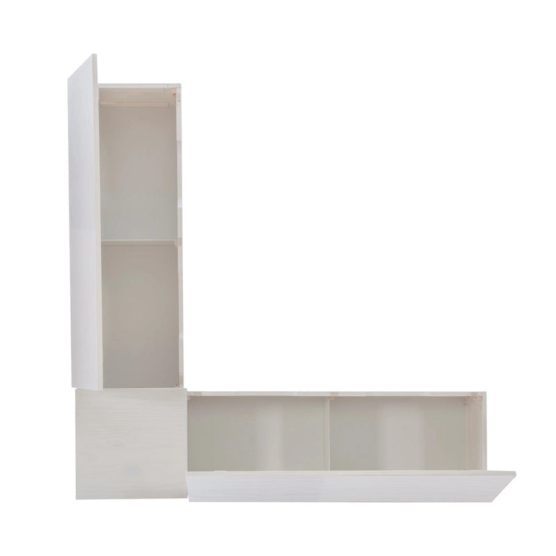 Banc de coin en L sans dossier pour coin-repas, blanc/naturel/non peint/noir, avec rangement supérieur à vérins et charnières à fermeture douce