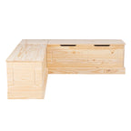 Banc de coin en L sans dossier pour coin-repas, blanc/naturel/non peint/noir, avec rangement supérieur à vérins et charnières à fermeture douce