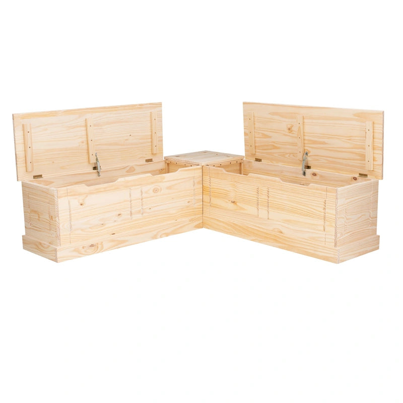 Banc de coin en L sans dossier pour coin-repas, blanc/naturel/non peint/noir, avec rangement supérieur à vérins et charnières à fermeture douce