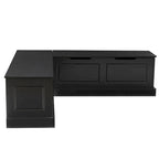 Banc de coin en L sans dossier pour coin-repas, blanc/naturel/non peint/noir, avec rangement supérieur à vérins et charnières à fermeture douce