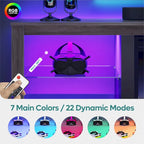 Meuble TV LED 70" en blanc délavé / marbre noir / gris délavé avec étagères en verre trempé et armoire ouverte – Convient aux téléviseurs jusqu'à 75"