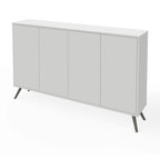 Meuble de rangement en mélamine blanc / gris foncé et blanc de 60" avec 4 étagères réglables et pieds en chrome noir