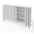 Meuble de rangement en mélamine blanc / gris foncé et blanc de 60" avec 4 étagères réglables et pieds en chrome noir