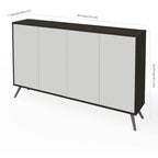 Meuble de rangement en mélamine blanc / gris foncé et blanc de 60" avec 4 étagères réglables et pieds en chrome noir