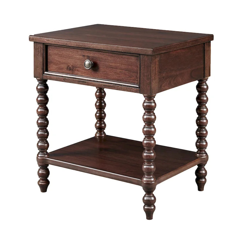 Table de chevet fuseau multicolore avec tiroir et étagère ouverte – 1 personne