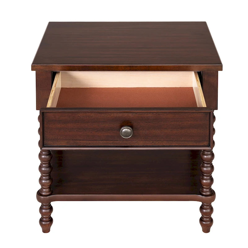 Table de chevet fuseau multicolore avec tiroir et étagère ouverte – 1 personne