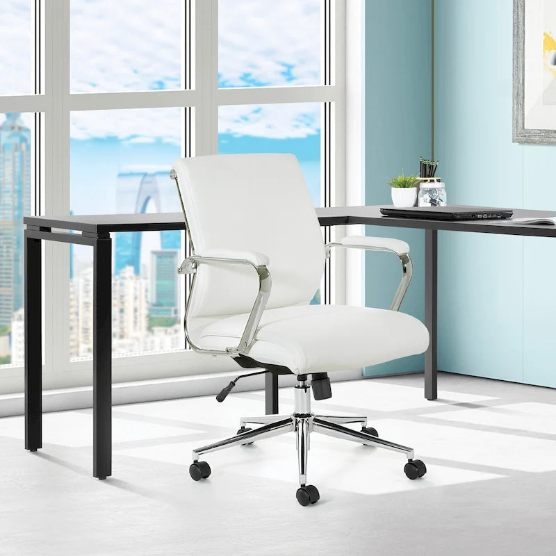 Fauteuil de bureau de direction en tissu antibactérien Neige / Noir / Bleu / Gris / Acier avec support lombaire, accoudoirs et piètement chromés – Dossier standard ou haut – 1 personne