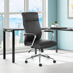 Fauteuil de bureau de direction en tissu antibactérien Neige / Noir / Bleu / Gris / Acier avec support lombaire, accoudoirs et piètement chromés – Dossier standard ou haut – 1 personne