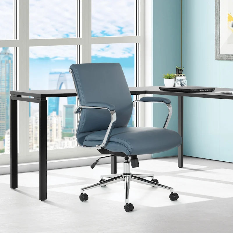 Fauteuil de bureau de direction en tissu antibactérien Neige / Noir / Bleu / Gris / Acier avec support lombaire, accoudoirs et piètement chromés – Dossier standard ou haut – 1 personne